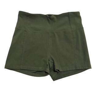 Free People fitted short shorts olive green no tag sz S yoga gym activewear